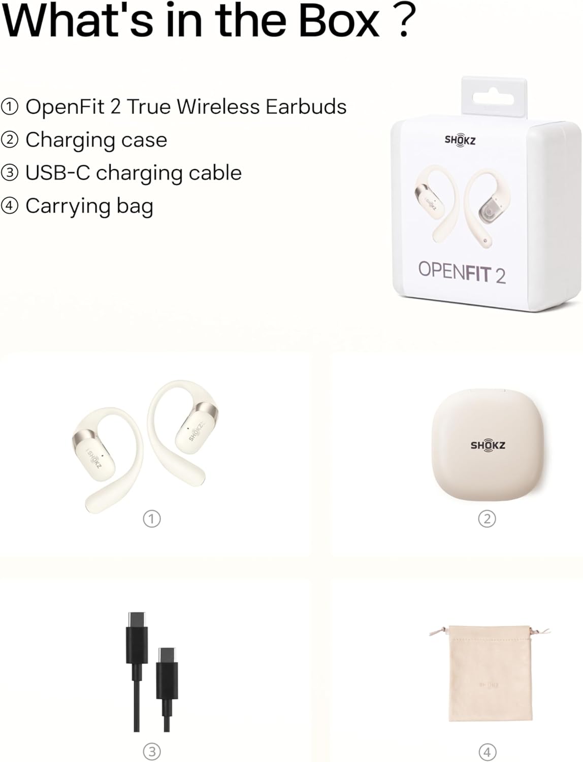Shokz OpenFit 2-Beige-US
