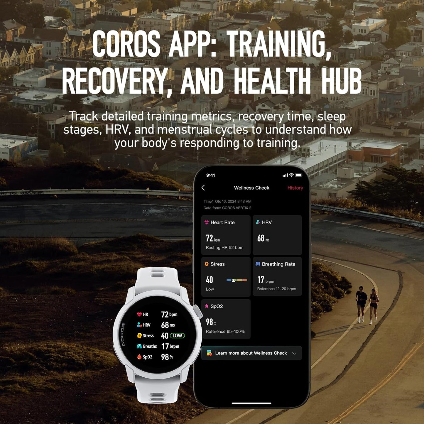 COROS PACE 4 GPS Sport Watch White w/ Silicone Band