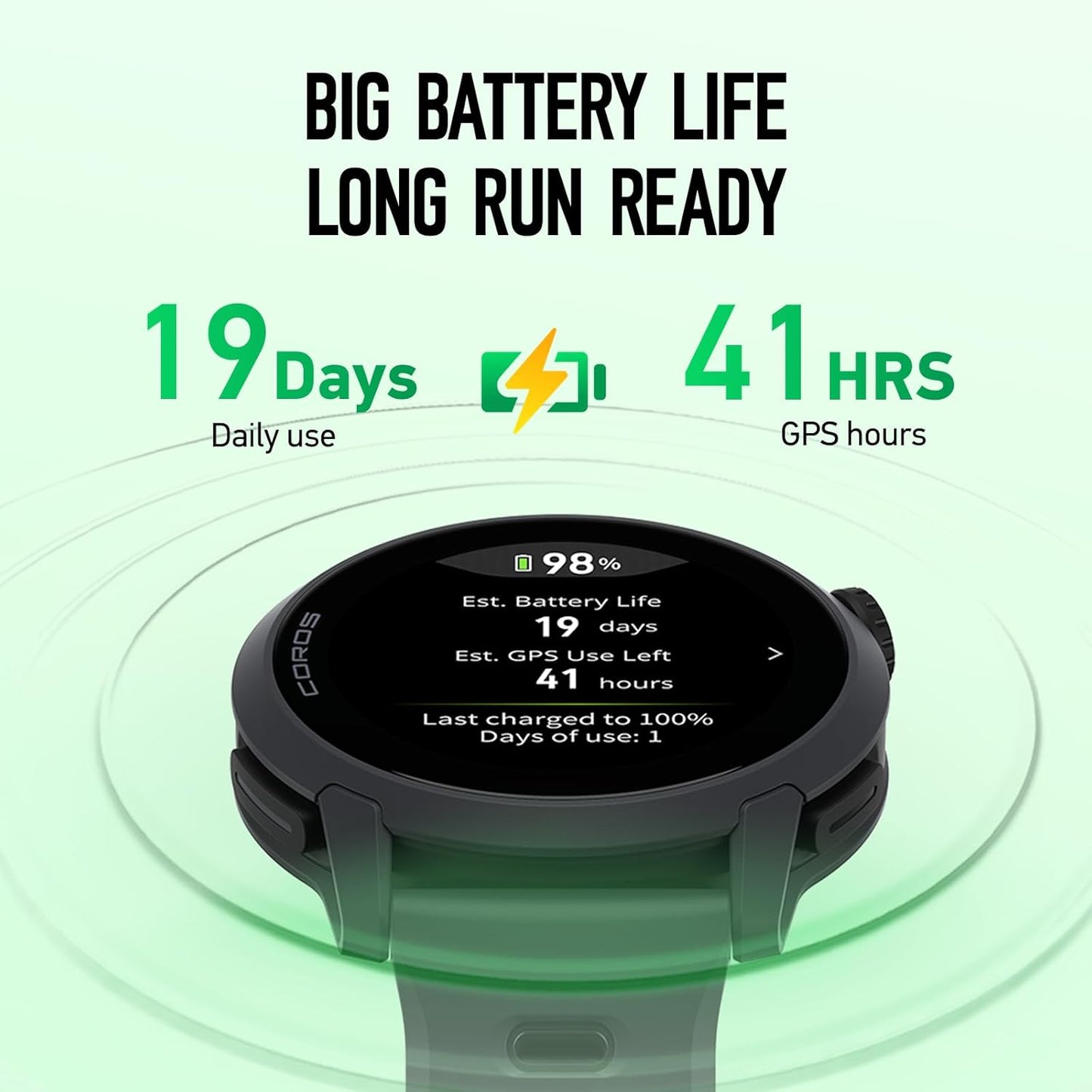 COROS PACE 4 GPS Sport Watch Black w/ Silicone Band