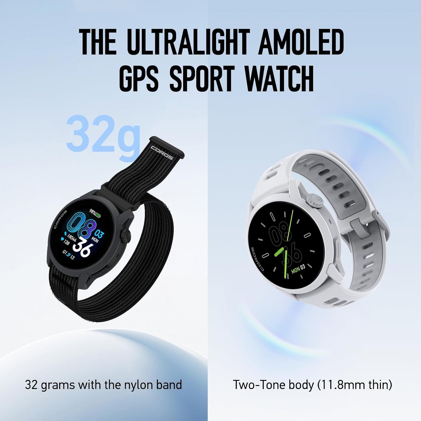COROS PACE 4 GPS Sport Watch Black w/ Silicone Band