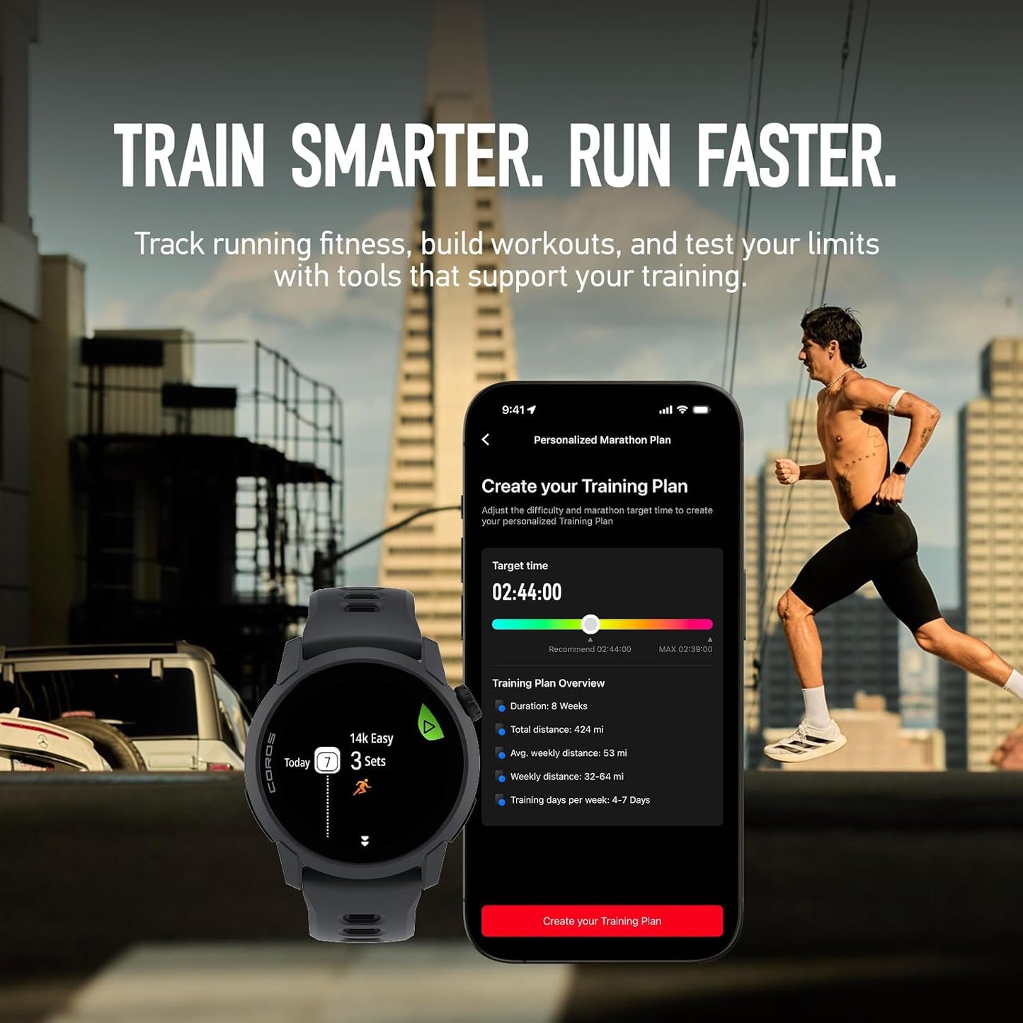 COROS PACE 4 GPS Sport Watch Black w/ Silicone Band